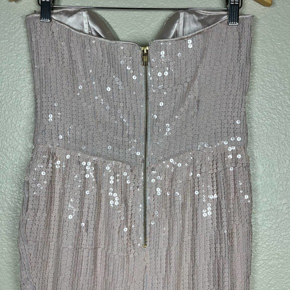 French Connection Spicey Sequin Strapless Mini Dress Grey/Pink Spicy Size 8 - Picture 7 of 12